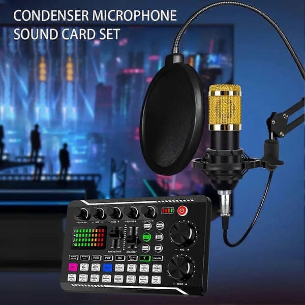 F998 Multifunksjonell Lydmiks for PC Telefon Studioinnspilling Gaming Lydmikser Live Lydkort Cantilever Suit