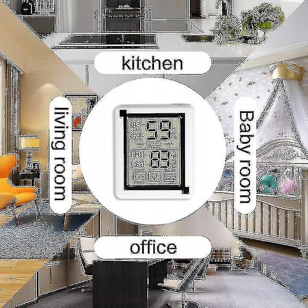 Inomhus-/Utomhustermometrar, Termometer och Hygrometer med Bakgrundsbelyst LCD-skärm och Trendvisning, Min/Max-registrering, C/F-omkopplare