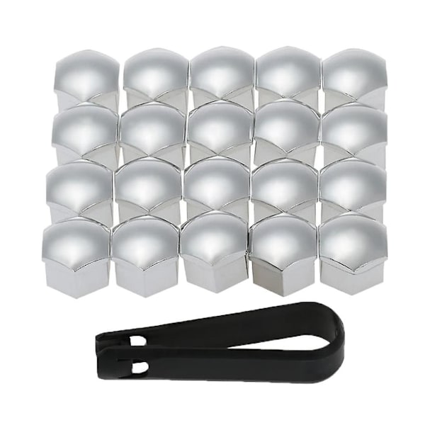 4x20st Universal 17mm Hjulmutterkåpor Lug Nut Caps Skruvskydd Silver