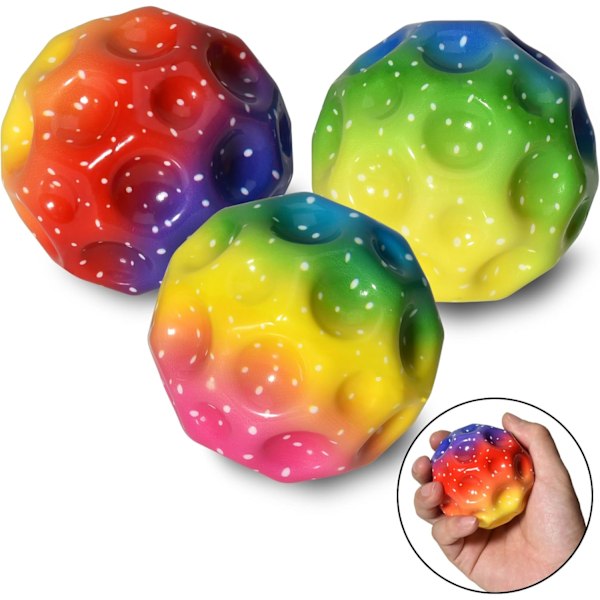 Hoppboll, färgglad rymdmåneboll, minihoppboll, ultralätt hoppboll med hög studs, studsboll, interaktiva leksaker för att lindra stress