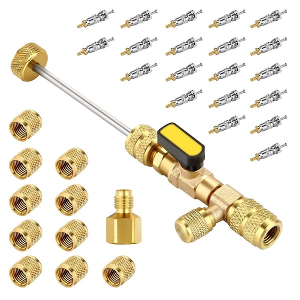 Ventil Kärnremover Installer Verktygsset Med Dubbel Storlek 1/4 & 5/16 Port För Med R22 R12 R407 R410 R404 R32 R600