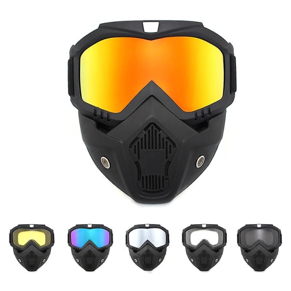 Lbq Herr Dam Skid Snowboard Mask Snöskoter Skidglasögon Vindtät motocross Skyddsglasögon Skyddsglasögon med munfilter C7