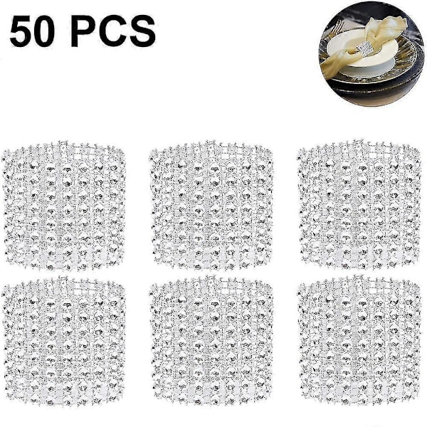 50 stk. servietringe, rhinestone servietringe diamantudsmykning