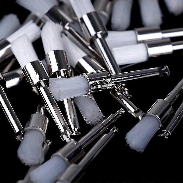 100 st/förpackning Dental Polering Polerare Prophy Kopp Borste Borstar Nylon Lås Platt