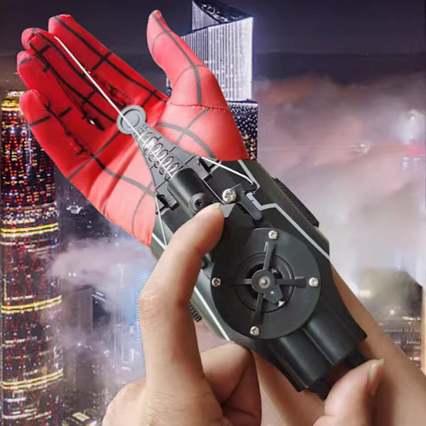 Spiderman-kastare för barn, Spiderman-handskar, automatisk upprullning, spindelkastare, silkeskastare, handledsleksak, kastare, svart