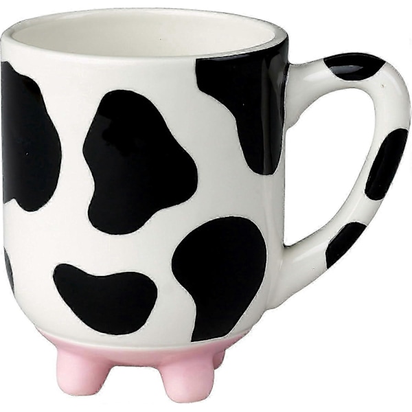 Boston Warehouse Udderly Ko-mugg med halkfria silikonfötter, handmålad keramik, 590 ml