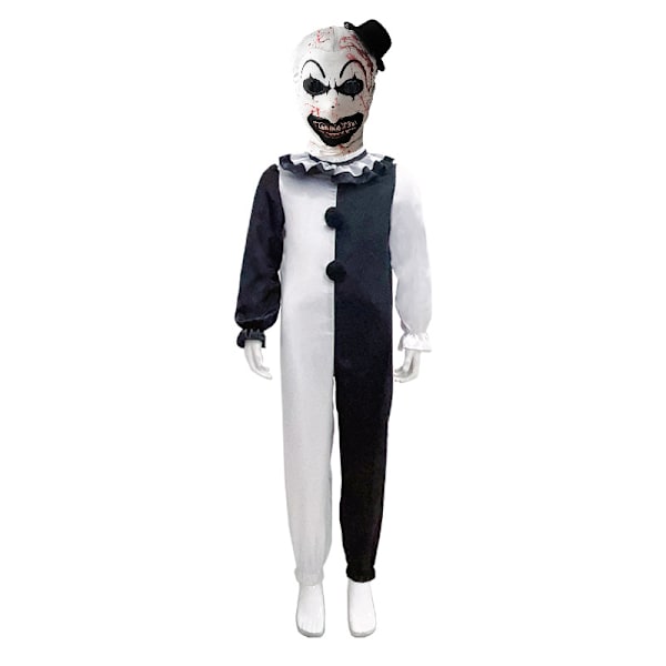 Konst Clown Cosplay Body Suit Mask Halloween Barn Set Black hair ball 140cm