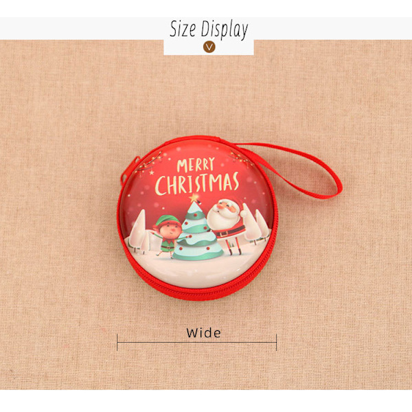 4PCS Christmas Portable Money Coin Holder with Keychain Tree Ornament for Children Kids Random Pattern