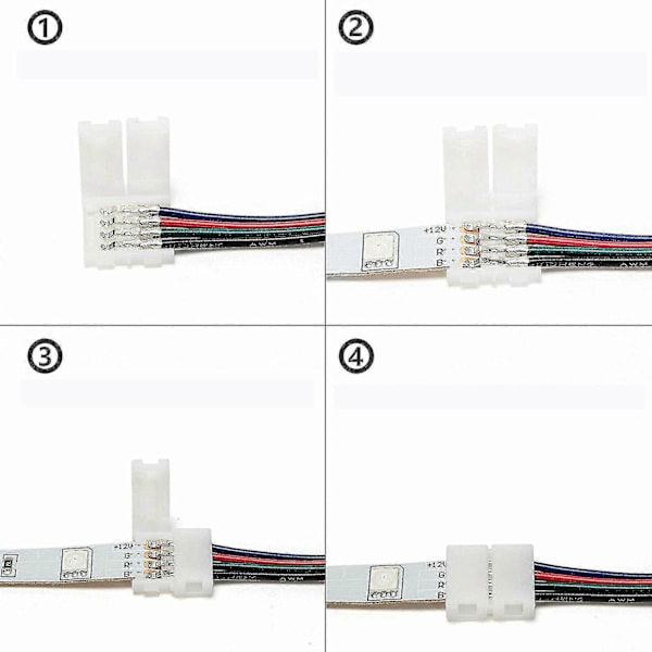 LED Strip RGB Forlengelseskabel Ledning Adapter Klips Koblingssett For 5050 10mm 4pin