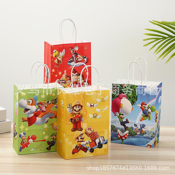 Super Mario Party Dekoration Baby Shower Födelsedagsservis Tillbehör Papperskopp Bordsduk Antal Ballong Tårta Toppers Bakgrund mix gift bags 8pcs