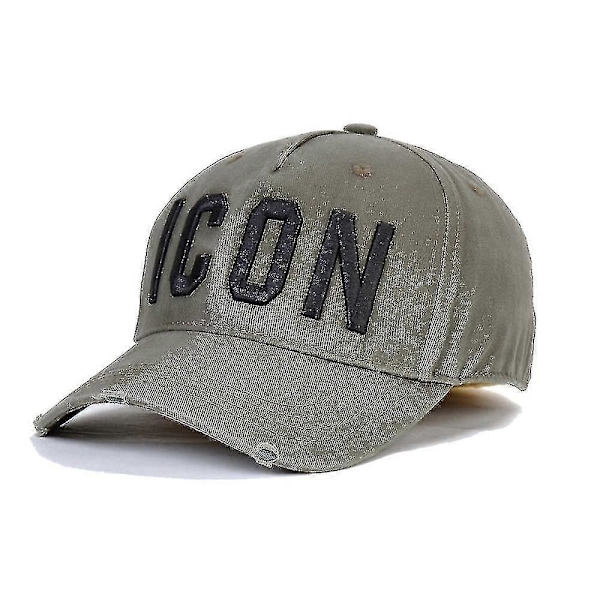 Højkvalitets 100% Bomuld Justerbar Baseball Kasket Ikon Monogram Sort C