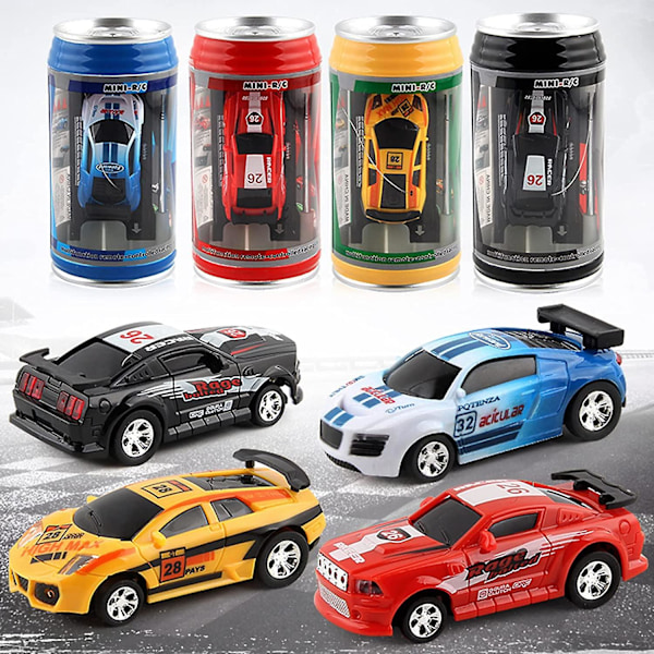 Mini RC Bil, 1 Set Mikro Fjärrkontroll Bil med Vägspärrar Coca-Cola Burkar Design Kreativ Simulerings Racing Bil Leksak Barn Present Röd En Storlek