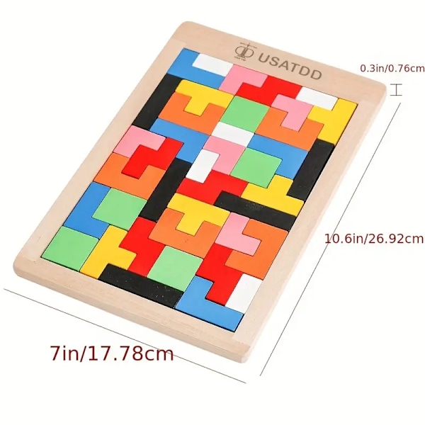 Träpusselblock Hjärnteasers Leksak Tangram Färgglada Pusselspel Förskola Pedagogisk Present För Bebis Småbarn Barn 3 4 5 6 7 År Gamla Pojkar Flickor