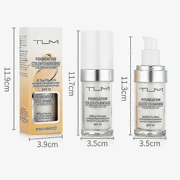 Farveskiftende Flydende Makeup - Dækker Ansigtet, Langtidsholdbar Makeup, Hudtone