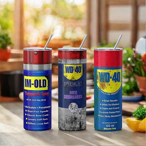 WD40-Skitten Mønster Termos-Kopp 590ml Rustfritt Stål Isolasjon Rett Vannflaske Lekkasjesikker Matkvalitet Reisekrus