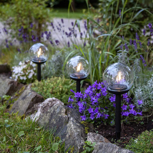 Solcellslampa Gångbelysning Globe 3-pack