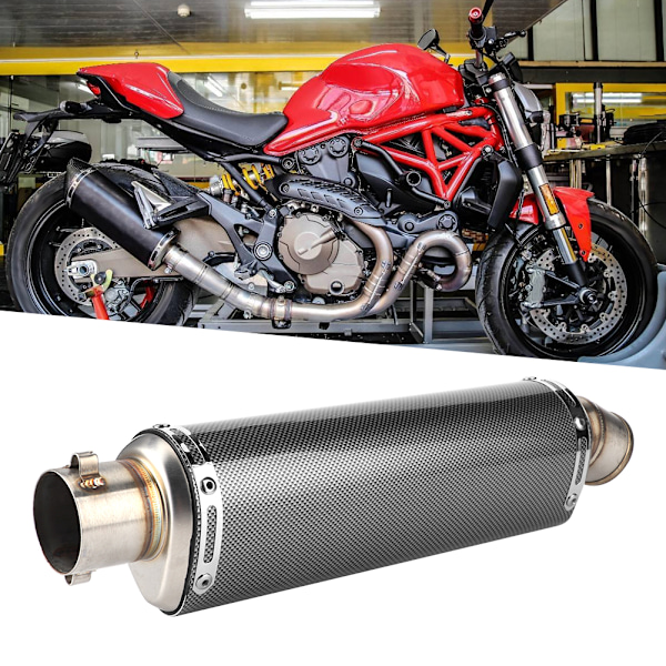 51mm/2in Universal Motorcykel Scooter Udledning Rør Carbon Fiber Tekstur Passer til Yamaha R3 R6 R15