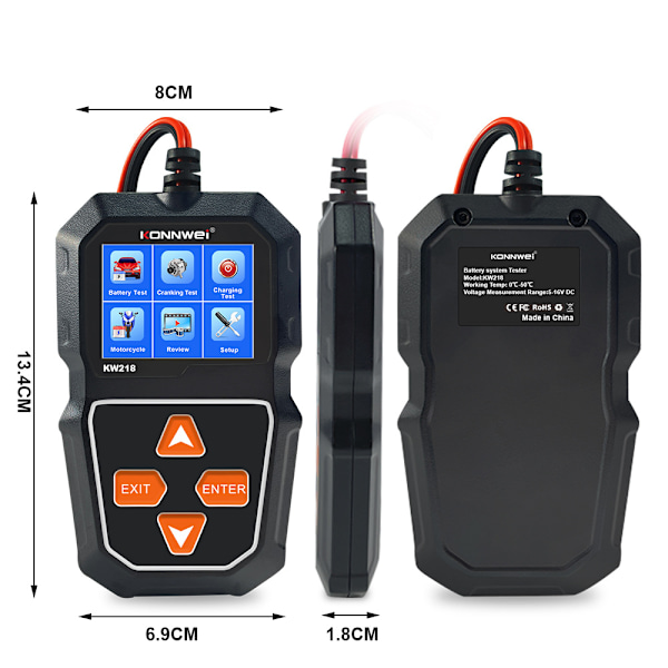 KW218 Ny 6V-12V Bil- och Motorcykelbatteritestare Batteritestare Startbatteritestare