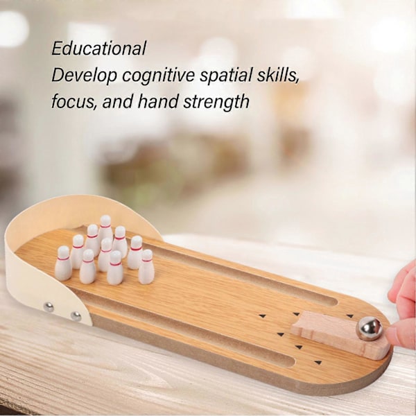 Bowling Spelset Pedagogiskt Trä Förälder Barn Interaktivt Bordsbowlingspel för Familjer Vänner Mini Bowling