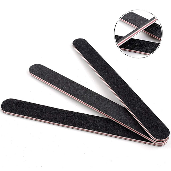 Neglefil 10 STK Professionel Dobbeltsidet Neglefile Smergellærred Sort Manicure