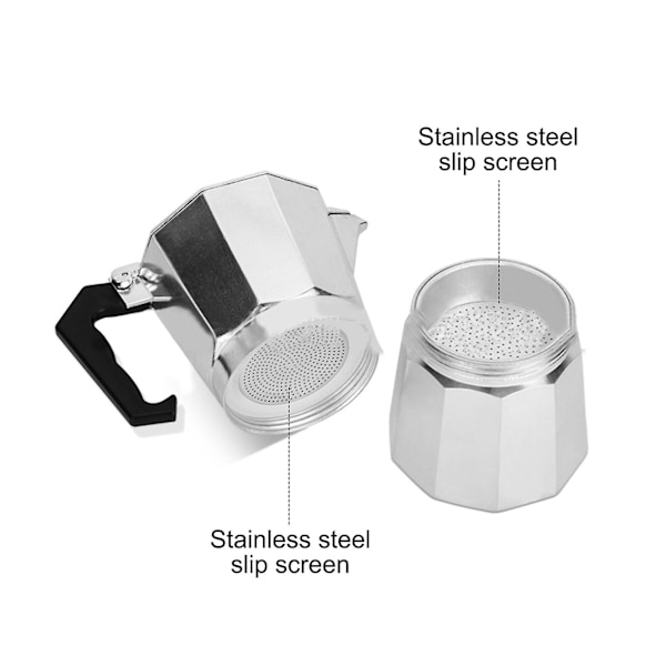 Moka Pot Italiensk Kogekaffe Pot Aluminium Legering Europæisk Stil Ottekantet Kar 600ml