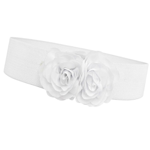 Elastisk midjebelte, bredt belte for kvinner for bluse, genser, maxi-skjorter White