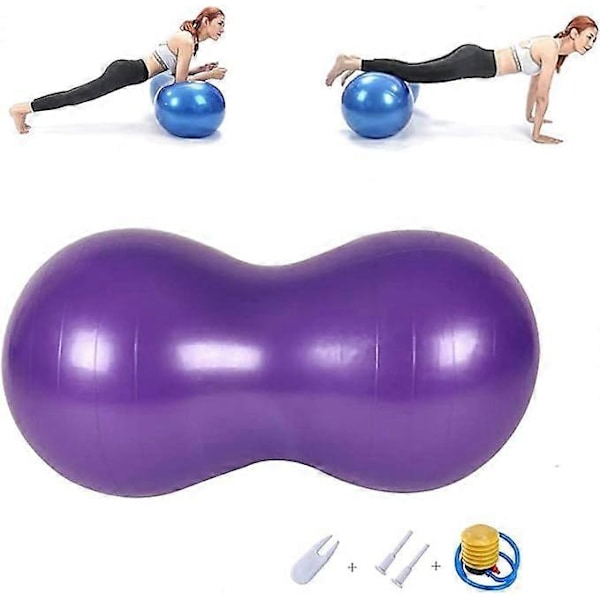 Yogaball peanøtt balanse fitnessball oppblåsbar fortykket eksplosjonssikker yogaball fitness balansetrening fysioterapi for å forbedre balanse kjernestyrke Purple