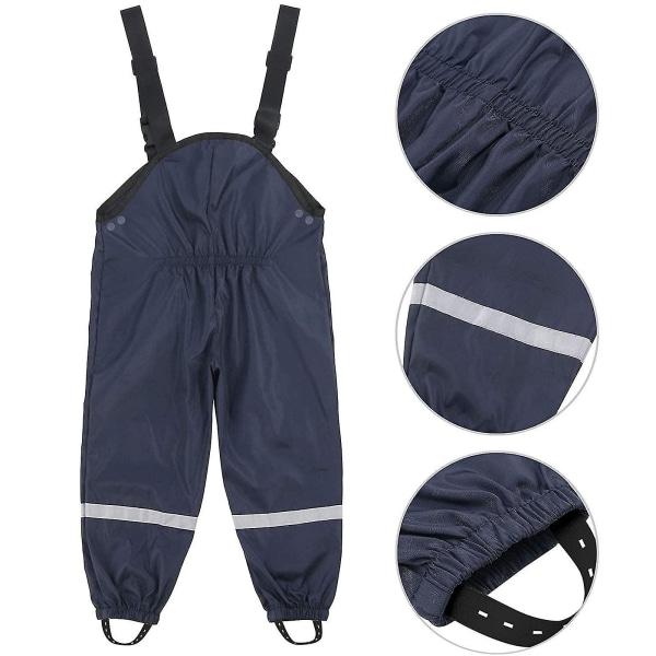 Regnbukse med PU-stropper for barn, marineblå 92