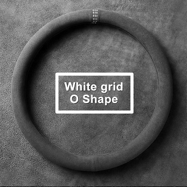 Svart Bilratt Skydd Alcantara Universal Kohud Mocka Ratt Skydd Lämpligt För 99% Biltillbehör Interiör White O Typle