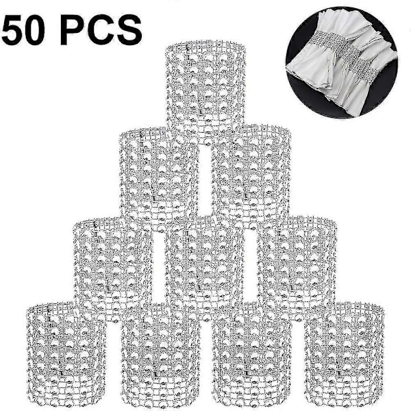 50 stk. servietringe, rhinestone servietringe diamantudsmykning