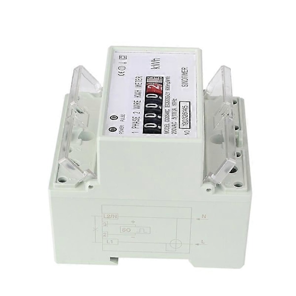 Elektrisk Enkeltfaset To-leder AC 220V 100A Energimåler KWh Tæller Forbrug Analog Elektricitet