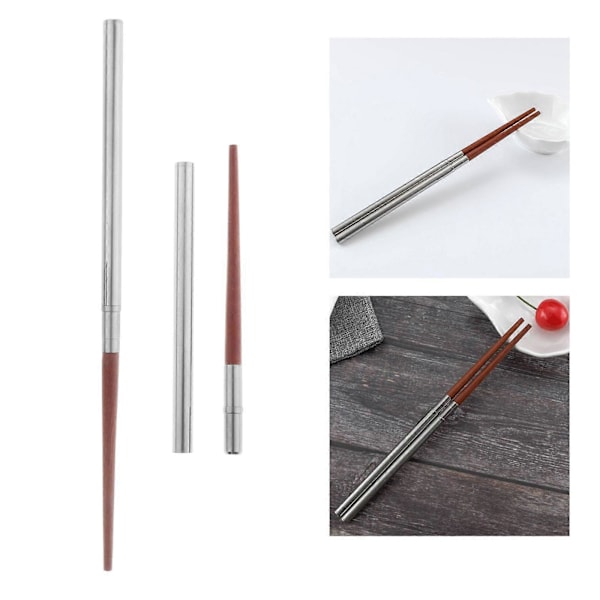 Sammenklappelige Rejse Spisepinde Udendørs Camping Picnic Foldbare Spisepinde Træ Bestik Bord Service til Hot Pot Møde Fest Red Sandalwood OPP