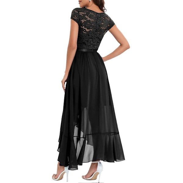 Elegante aftenkjoler for bryllup, blondekjole, brudepikekjole, dip hem-festkjole, ballkjole, lang ballkjole, strandkjole M red