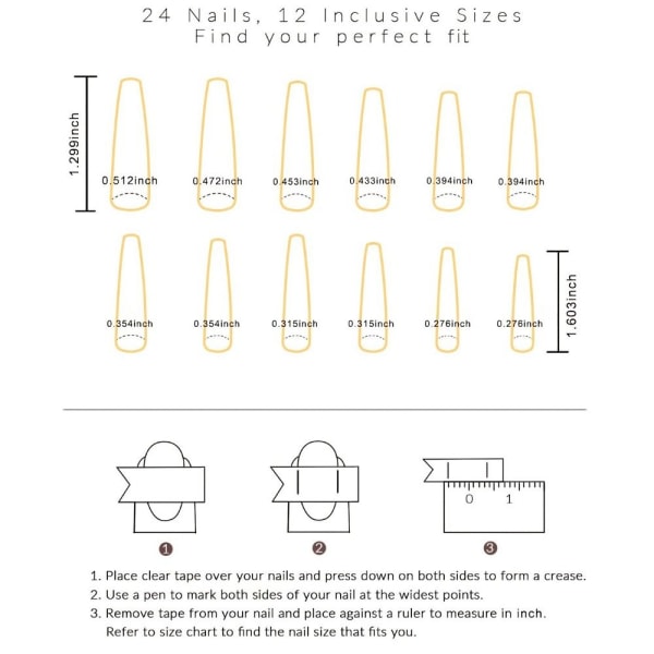 24 stk falske negler lange franske Z573