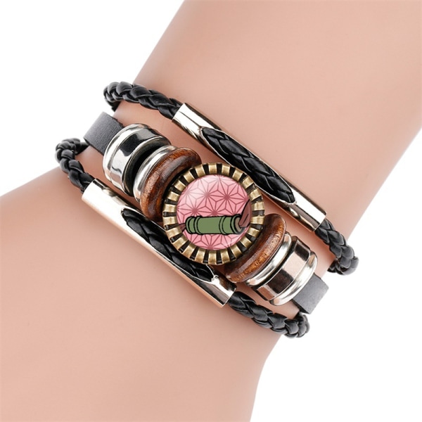 Hettsäljande armband med tvådimensionella tillbehör i Europa och Amerika Japansk anime Demon Slayer: Blade Inosuke min fru Zenyi läderarmband 12067106