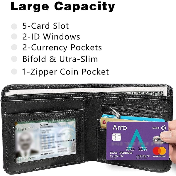 Plånbok för pojkar, barn bland pojkar, plånbok för män, flickor, ungdom, PU-läder, tvåfaldig plånbok.
