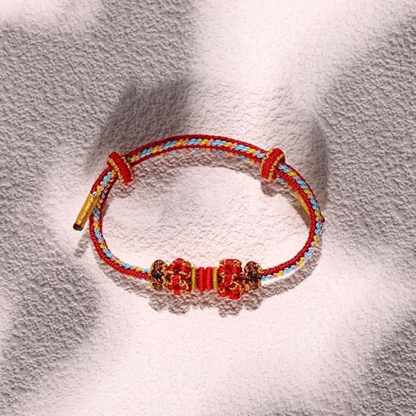 Tibetanskt Lyckoarmband Lyckobringande Armband för Kvinnor Flätat Tibetansk Stil Justerbart Armband Rött Armband Reparmband