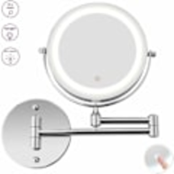 LED-valaistu meikkipeili - 10x suurennus valaistu seinäkiinnitys