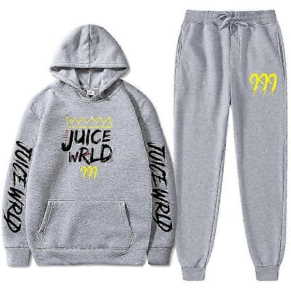 Ny Juice World Hoodie Träningsoverall Sweatshirt + Joggingbyxor Juice Wrld Juice Wrld Juice Wrld Trap Rap Regnbåge Tomografi Juice Wrld grey 1 XL