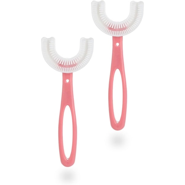 Manuelle tandbørster til børn 6-12 år, letanvendelige 360° oral rengøring Manuelle træningstandbørster til børn (Pink)