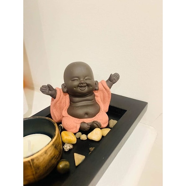 Keramisk Lille Sød Buddha Munk Dukke Kreativ Baby Håndværk Dukke Ornament Gave Udsøgte Keramiske Håndværk