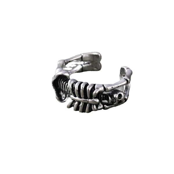 Justerbar dödskallering, öppen ringdesign, punk biker cocktail gotiska modesmycken, dödskalle ram, unisex accessoarer