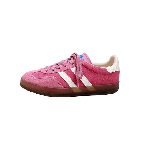 Læderversion af sports- og fritidssko i jordbærrosa til kvinder, tyske træningssko, der øger højden, Forrest Gump sko Pink 40