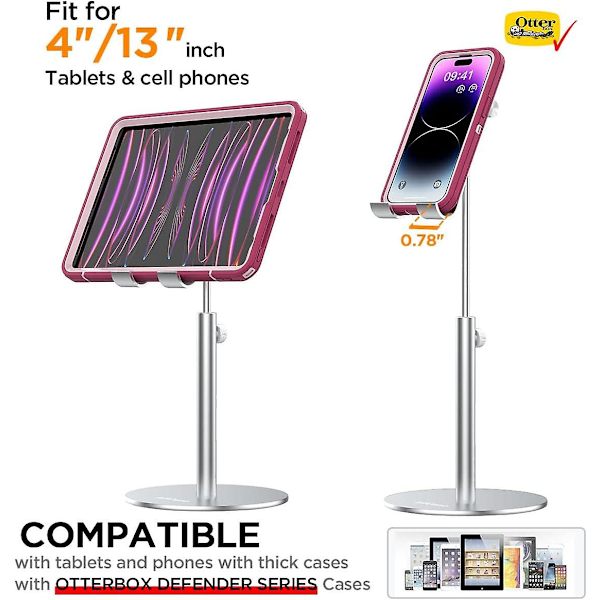 Oppgradert iPad-nettbrettstativ for skrivebord, justerbar skrivebordsmobiltelefon-nettbrettstativholder for iPad Pro 9.7, 10.5, 11, 12.9 Air Mini 5./6. generasjon