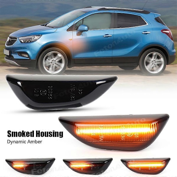 2 stk. LED Dynamisk Blinklys Position Sidemarkeringslys Parkeringsindikator Til Opel Mokka X Chevrolet Trax Buick Encore Dynamic Black