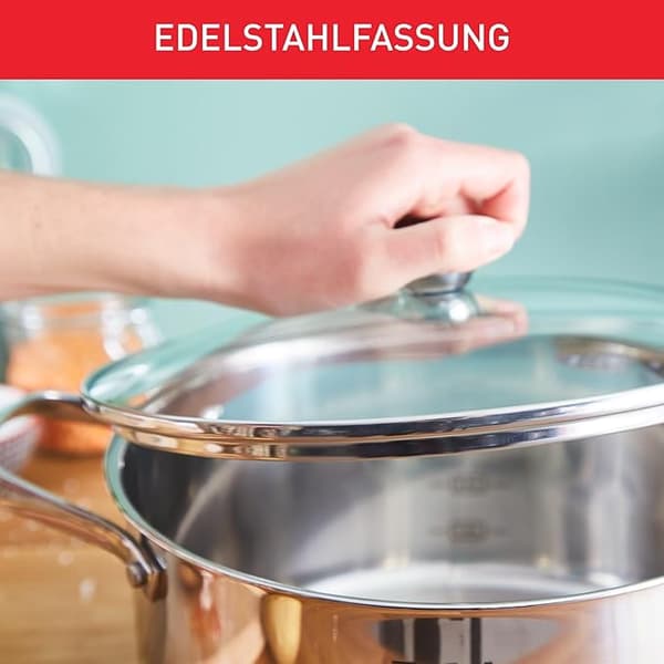 Glaslock 28 cm, rostfri stålram, diskmaskinsäker, ångventil, termoplastiska handtag