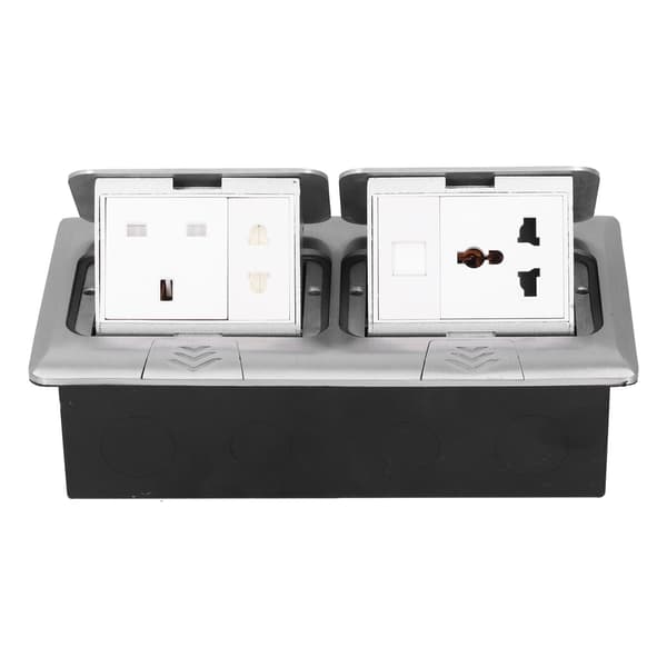 Golv Pop Up Uttag Dold Multifunktion Silver Aluminiumlegering UK Standard