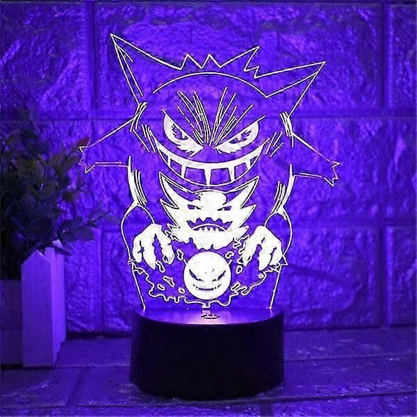 Tegneserie Elf Gengar Nattlampe 3D Illusjon LED Lys Barn