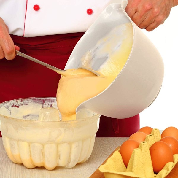 Bolle med Håndtak - 3 Quart | Kraftig Plast med Helletut og Sklisikker Base | Tåler Oppvaskmaskin for Matlaging og Baking, Hvit