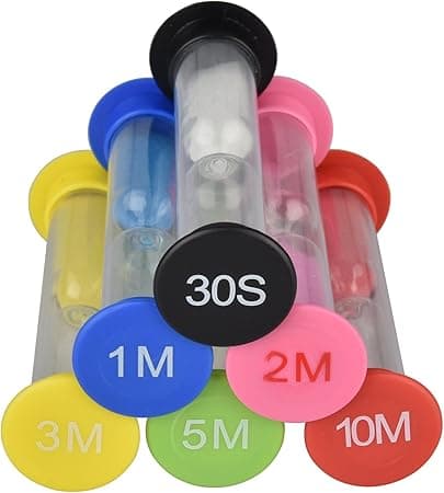 Timeglass 6 stk, 30 sekunder, 1 minutt, 2 minutter, 3 minutter, 5 minutter, 10 minutter
